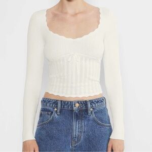 Aritzia Wilfred Soloist Sweater Top Women’s M Cream Babydoll